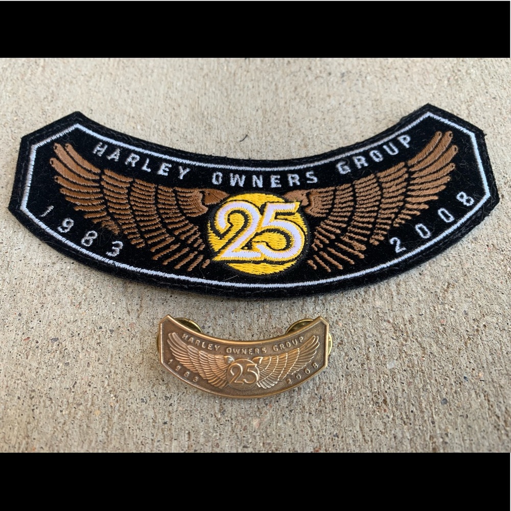 25th Anniversary Harley Owners group patch and pin